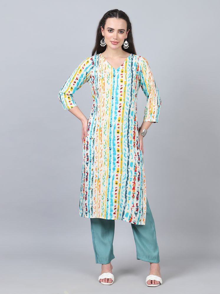     			Flamboyant Viscose Printed Straight Women's Kurti - Beige ( Pack of 1 )