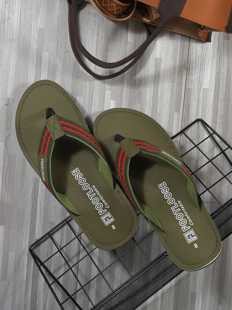     			Footloose Olive Men's Thong Flip Flop