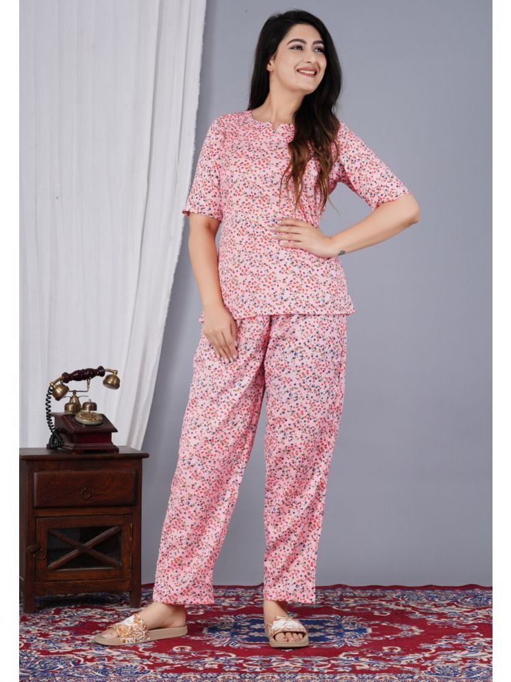     			Gangomi Pink Polyester Women's Nightwear Nightsuit Sets ( Pack of 1 )