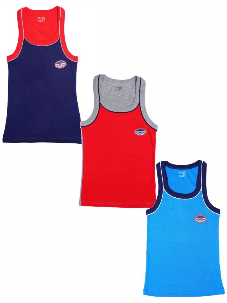     			Bodycare Pack of 3 Cotton Blend Solid Boys Vest ( Multi Color ) KGA2001_P3