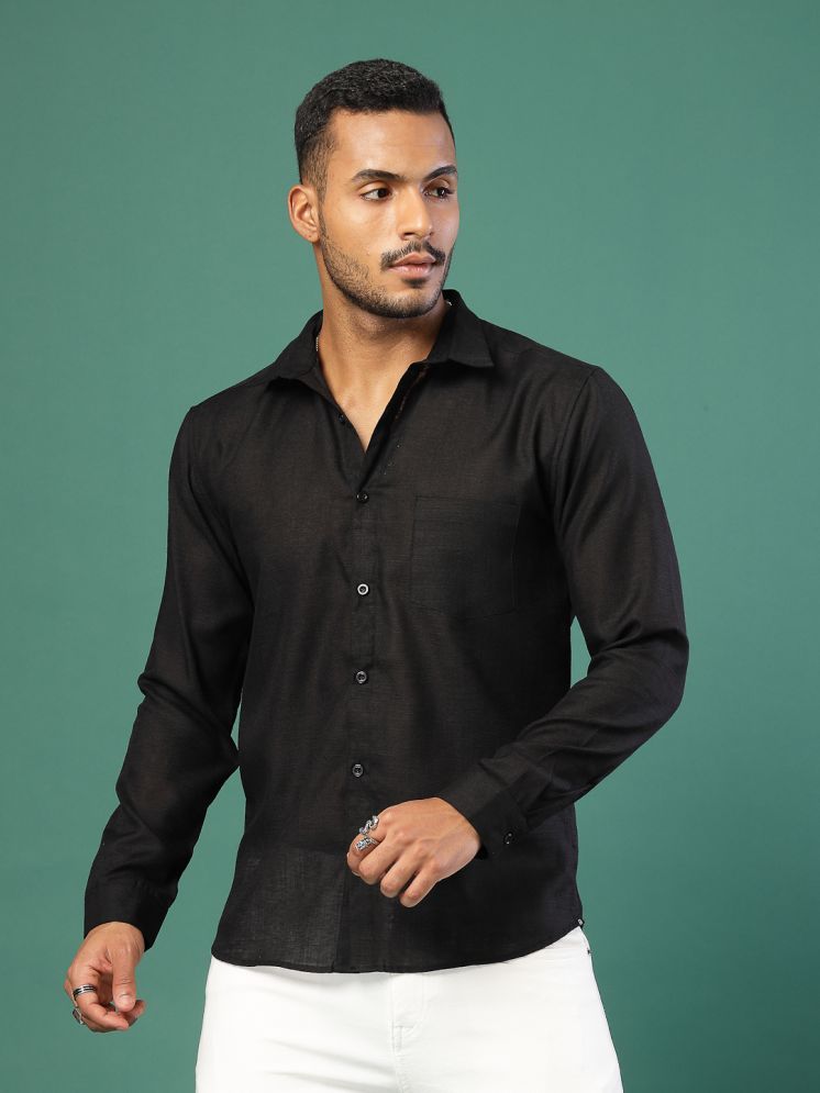     			Rigo Linen Regular Fit Solids Full Sleeves Men's Casual Shirt - Black ( Pack of 1 )