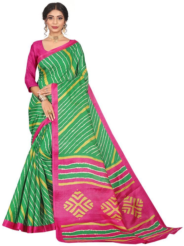     			THE PRIVATE LABLE Art Silk Applique Saree Without Blouse Piece - Green ( Pack of 1 )