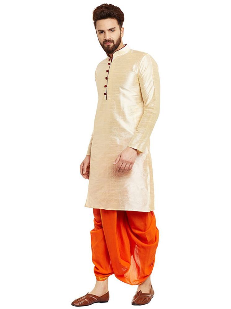     			FANZI Silk Men's Dhoti Orange ( Pack of 1 )