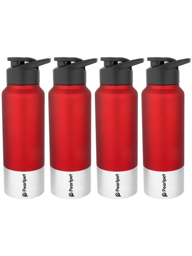     			PearlPet S80-750ML Red Stainless Steel Sipper Water Bottle 750 mL ( Set of 4 )