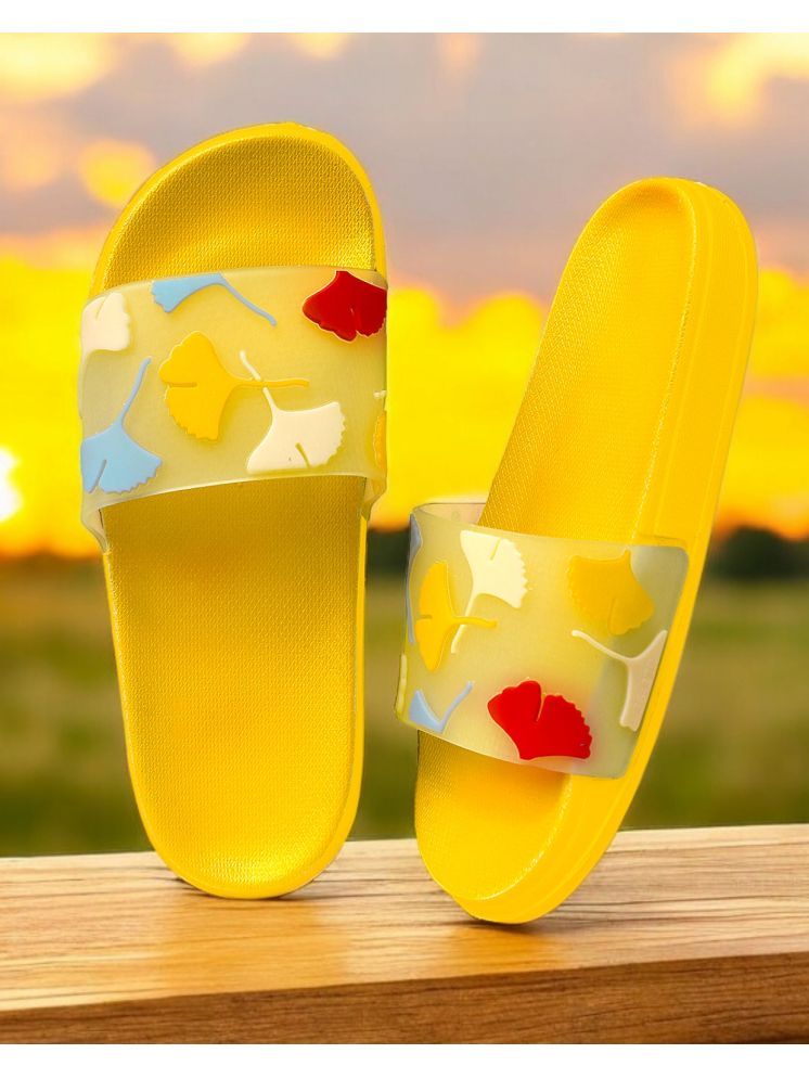     			KAPANI Yellow Women's Slide Flip flop