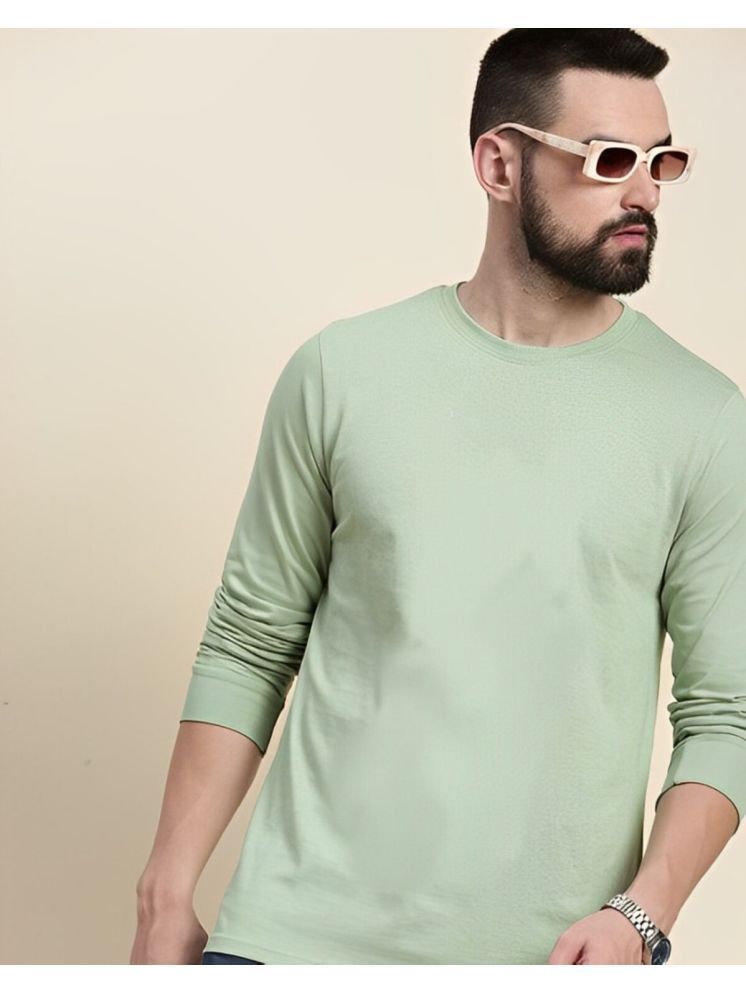     			PPTHEFASHIONHUB Cotton Blend Oversized Fit Solid Full Sleeves Men's Round T-Shirt - Mint Green ( Pack of 1 )