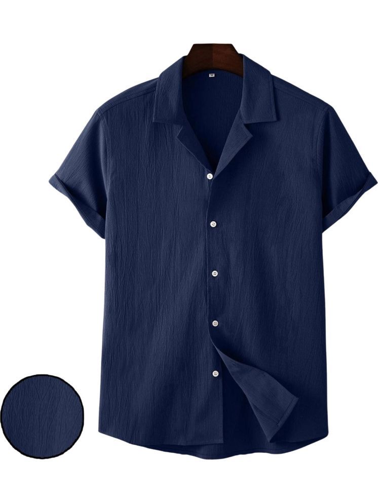     			BOUGHT FIRST Cotton Blend Regular Fit Half Sleeves Men's Formal Shirt - Navy ( Pack of 1 )