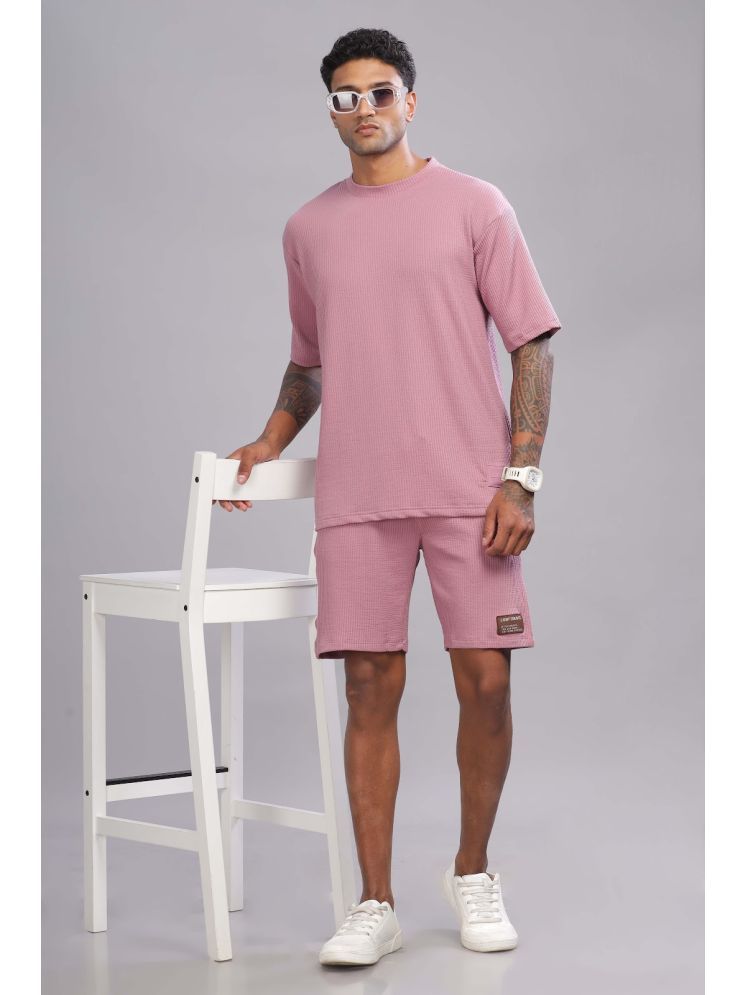     			COLOR HUNT Pink Cotton Blend Relaxed Fit Men's Tracksuit ( Pack of 1 )