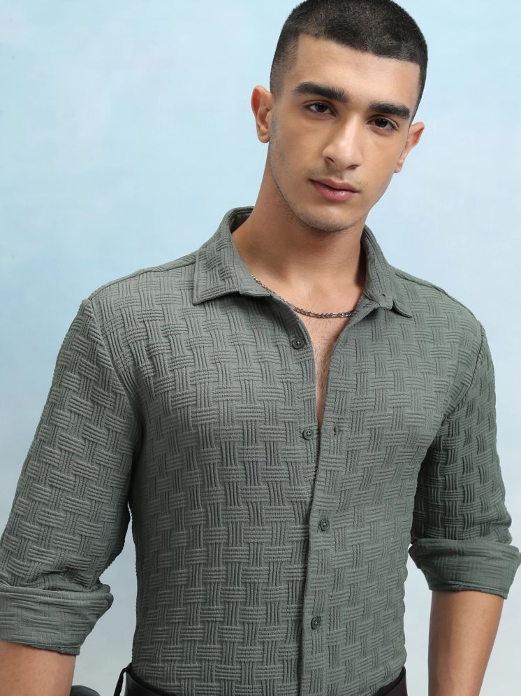     			DVILLA Cotton Blend Regular Fit Striped Full Sleeves Men's Casual Shirt - Dark Grey ( Pack of 1 )