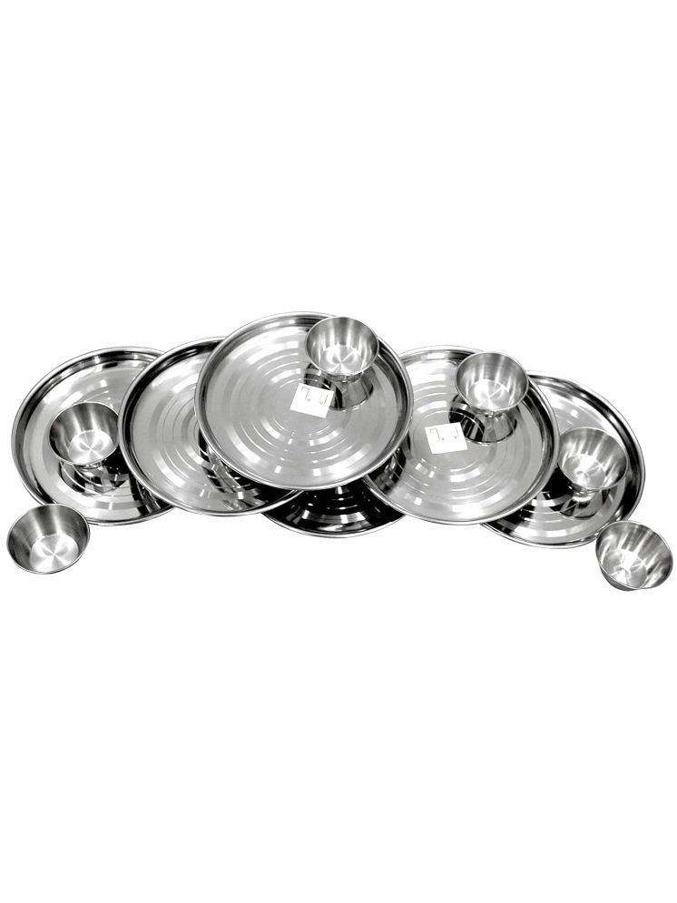     			Dynore 12 Pcs Stainless Steel Silver Quarter Plate