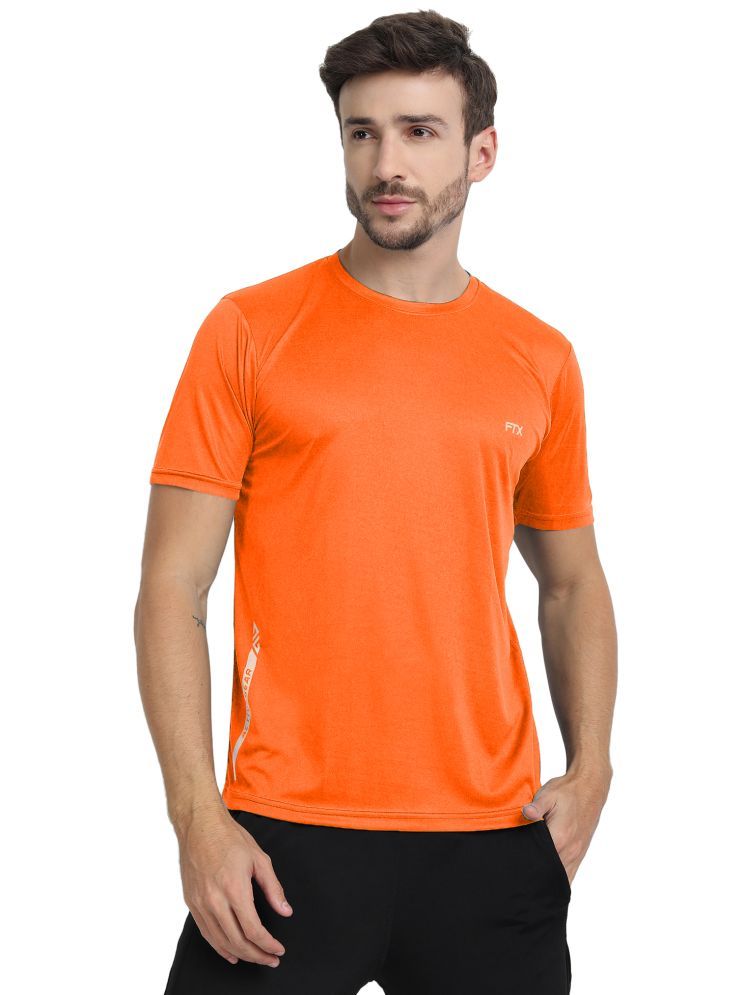     			FTX Polyester Regular Fit Solid Half Sleeves Men's Round T-Shirt - Orange ( Pack of 1 )