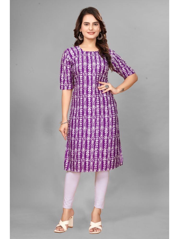     			Fashion Fair Crepe Printed Straight Women's Kurti - Lavender ( Pack of 1 )