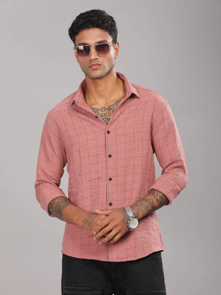     			Paul Street Viscose Slim Fit Checks Full Sleeves Men's Casual Shirt - Pink ( Pack of 1 )