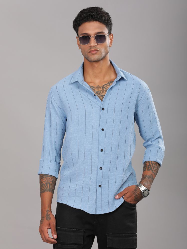     			Paul Street Viscose Slim Fit Striped Full Sleeves Men's Casual Shirt - Blue ( Pack of 1 )