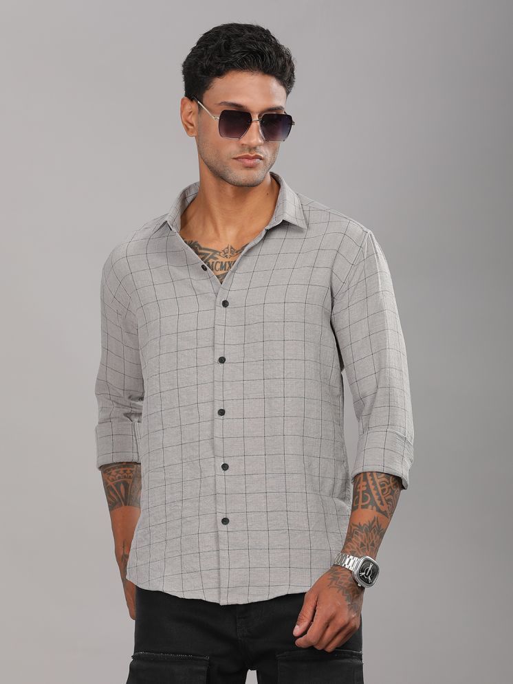     			Paul Street Viscose Slim Fit Checks Full Sleeves Men's Casual Shirt - Grey ( Pack of 1 )