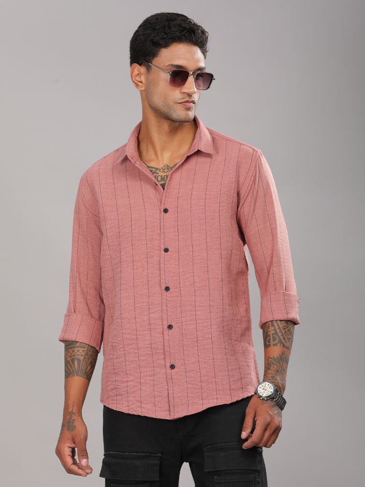     			Paul Street Viscose Slim Fit Striped Full Sleeves Men's Casual Shirt - Pink ( Pack of 1 )