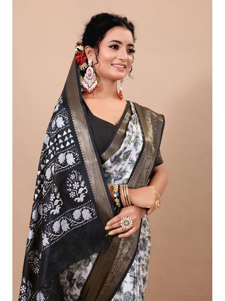     			THE PRIVATE LABLE Linen Embroidered Saree With Blouse Piece - Multicolor1 ( Pack of 1 )