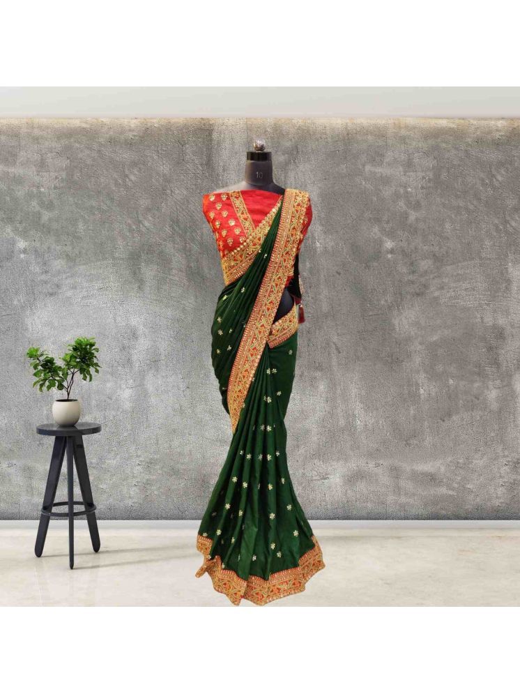     			A.G.MG FASHION Art Silk Embroidered Saree With Blouse Piece - Green ( Pack of 1 )