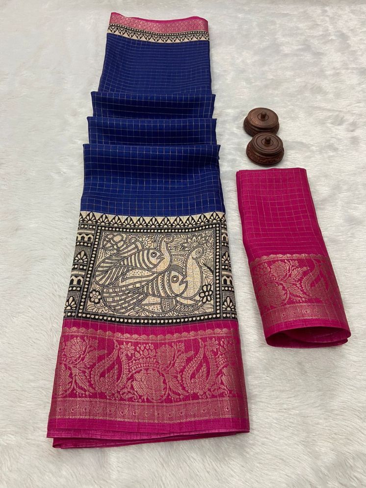     			Bhuwal Fashion Art Silk Woven Saree With Blouse Piece - Blue ( Pack of 1 )