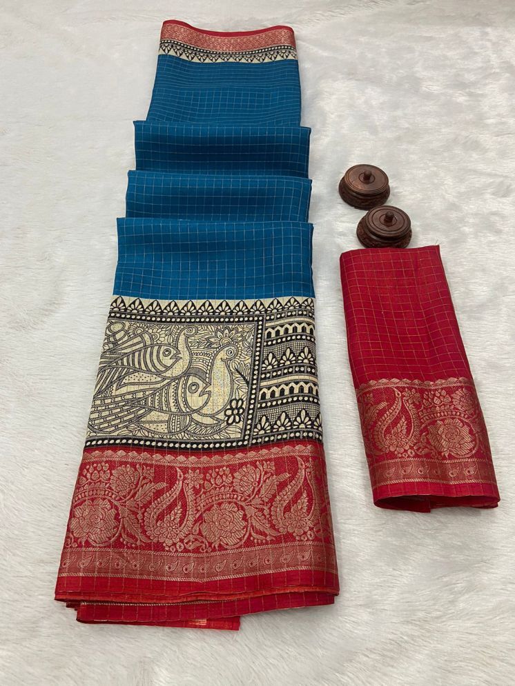     			Bhuwal Fashion Art Silk Woven Saree With Blouse Piece - SkyBlue ( Pack of 1 )