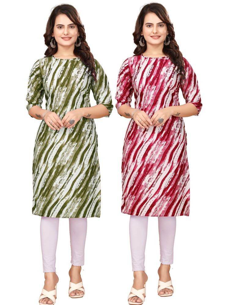     			DESIGNER DREAM Crepe Printed Straight Women's Kurti - Green,Red ( Pack of 2 )