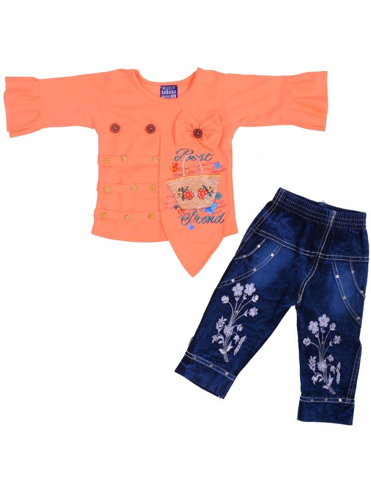     			Eva And Ali Orange Cotton Blend Baby Girl Top & Trouser ( Pack of 1 )