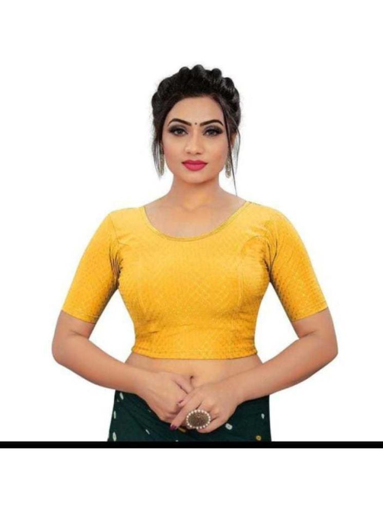     			INDIAN SILKS Yellow Readymade without Pad Lycra Women's Blouse ( Pack of 1 )