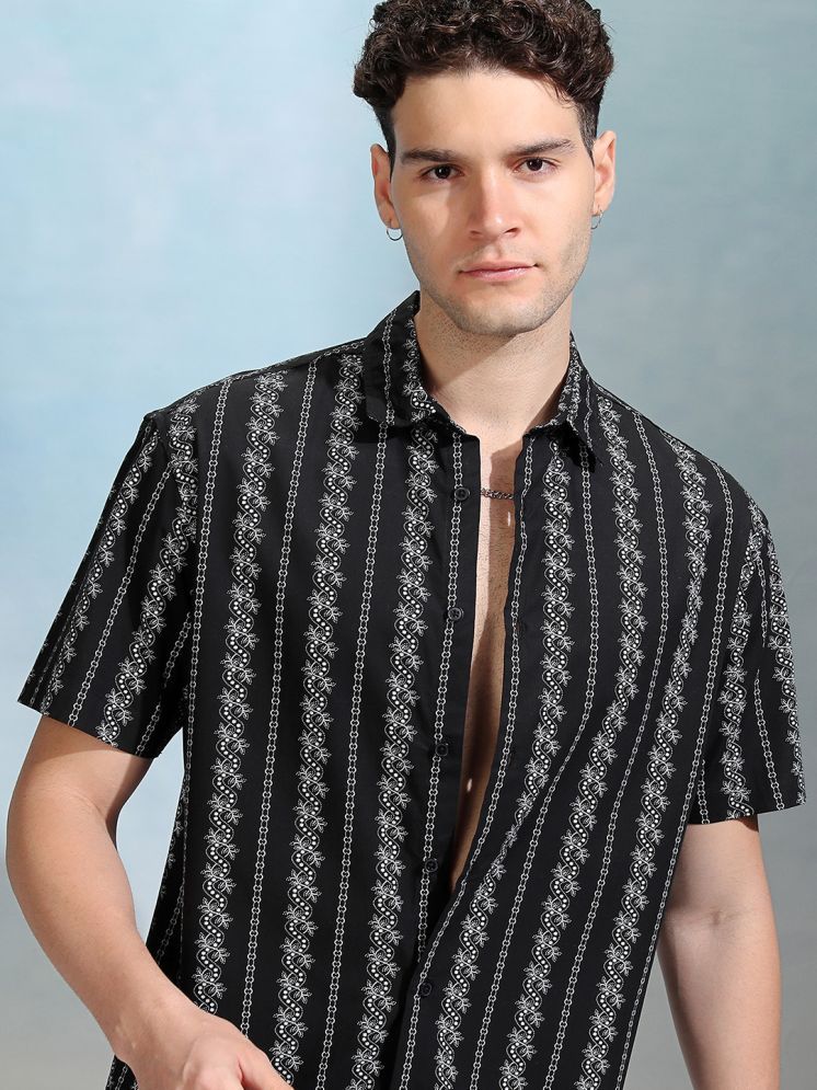     			Ketch 100% Cotton Oversized Fit Printed Half Sleeves Men's Casual Shirt - Black ( Pack of 1 )