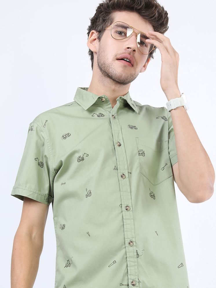     			Ketch 100% Cotton Slim Fit Printed Half Sleeves Men's Casual Shirt - Green ( Pack of 1 )