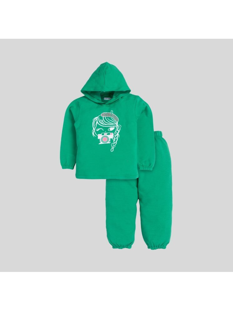     			Little Smart Pack of 1 Girls Cotton Sweatshirt With Joggers ( Green )