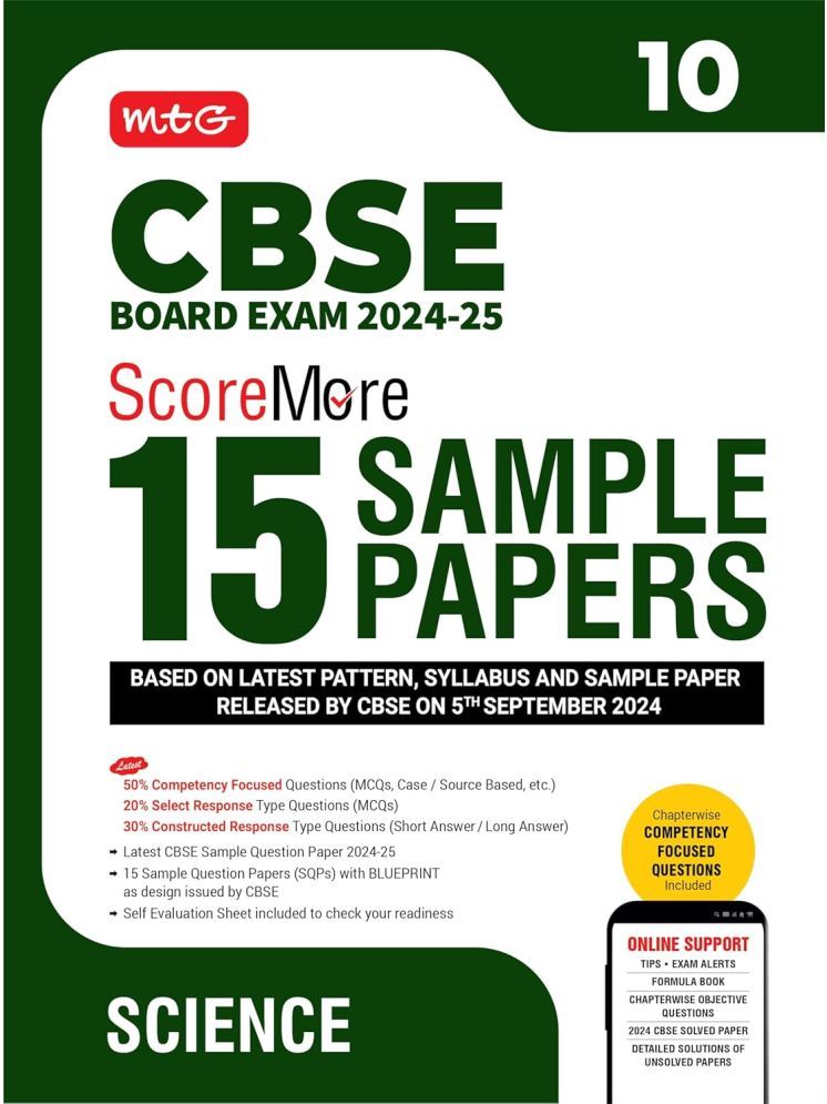     			MTG CBSE Class 10 ScoreMore 15 Sample Papers Science Book For 2025 Board Exam | Detailed Solutions of Each Chapter | Based on Latest CBSE Pattern