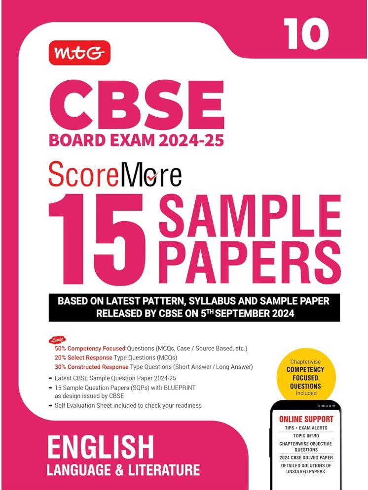     			MTG CBSE Class 10 ScoreMore 15 Sample Papers English Language & Literature Book For 2025 Board Exam | Based on Latest CBSE