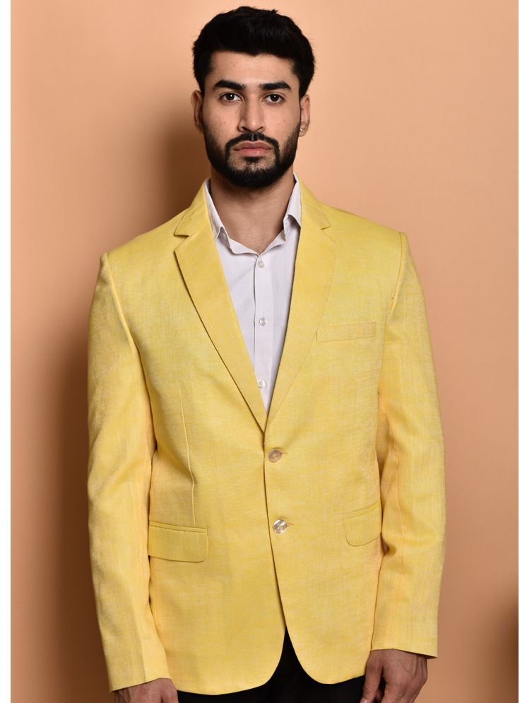     			PRINTCULTR Cotton Blend Men's Blazer - Yellow ( Pack of 1 )