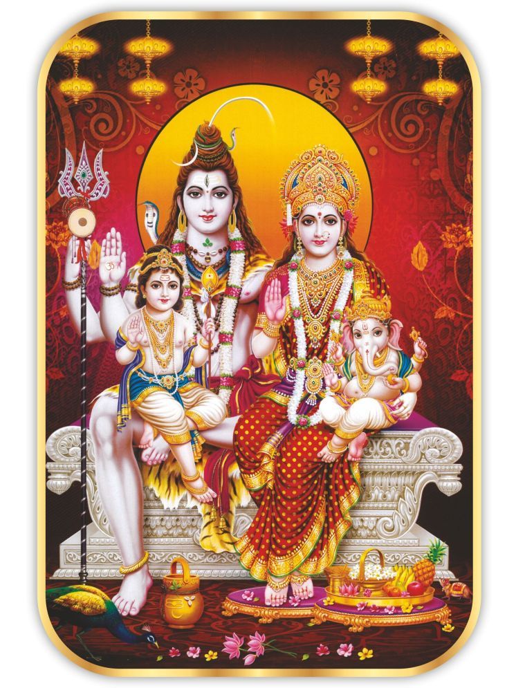     			Saf Shiv Parivar Religious Painting With Frame