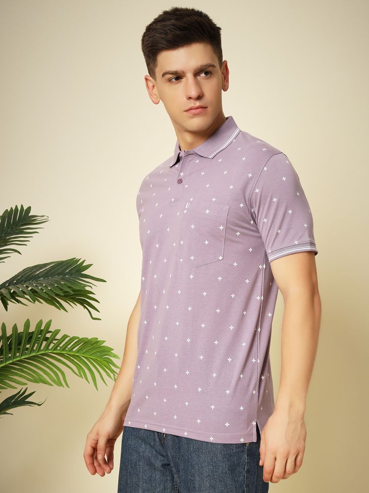     			UNIBERRY Cotton Regular Fit Printed Half Sleeves Men's Polo T Shirt - Lavender ( Pack of 1 )