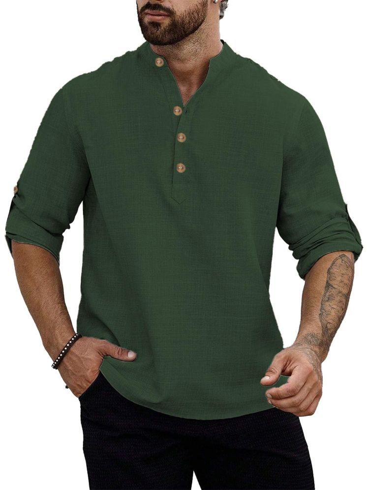     			Vida Loca Dark Green Cotton Blend Men's Shirt Style Kurta ( Pack of 1 )