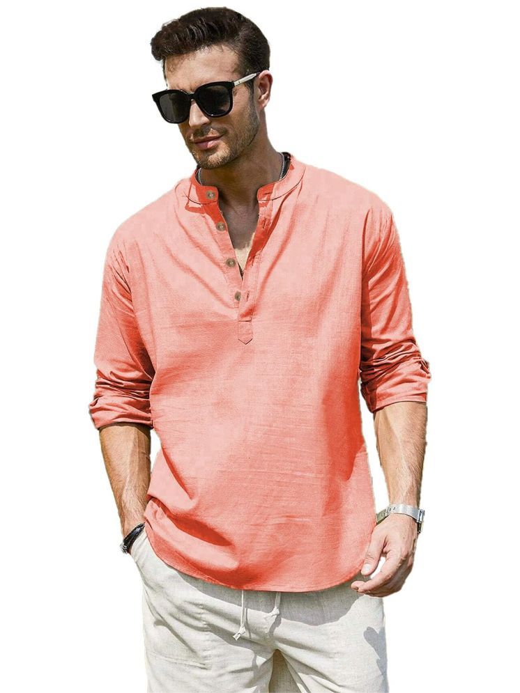     			Vida Loca Peach Cotton Blend Men's Shirt Style Kurta ( Pack of 1 )