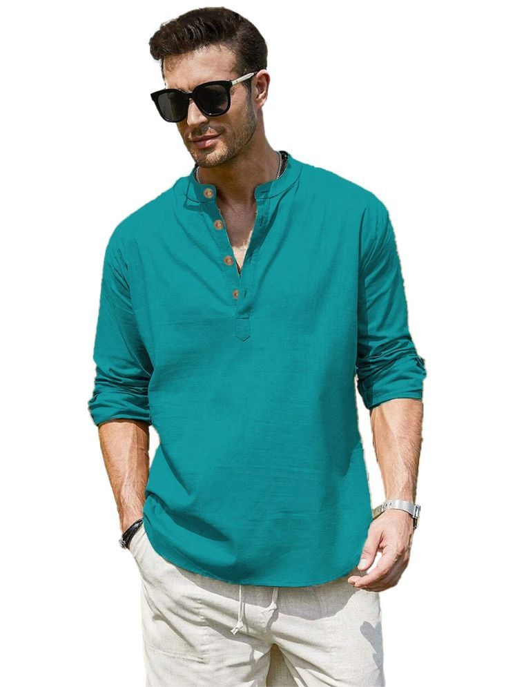     			Vida Loca Turquoise Cotton Blend Men's Shirt Style Kurta ( Pack of 1 )