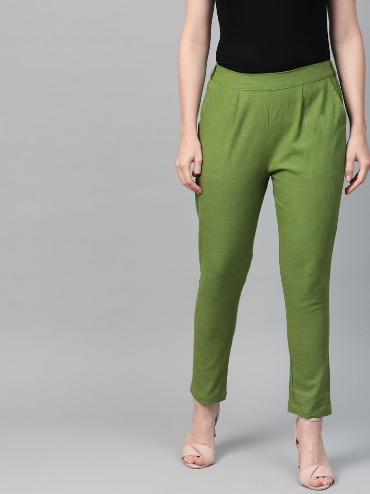     			Yash Gallery Green Cotton Regular Women's Formal Pants ( Pack of 1 )