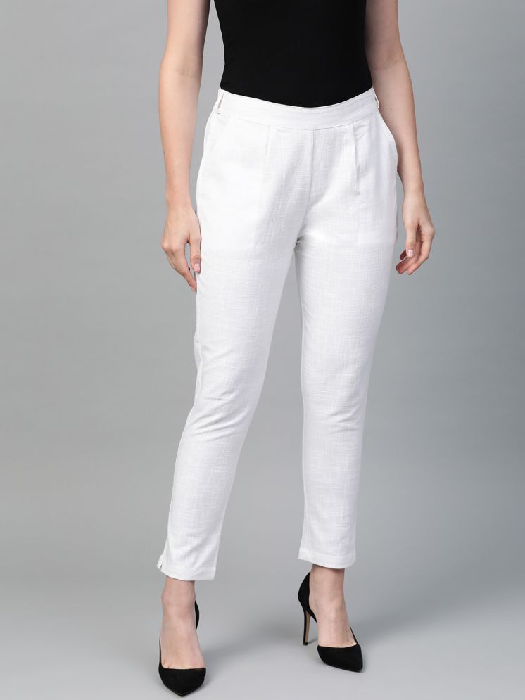     			Yash Gallery White Cotton Regular Women's Formal Pants ( Pack of 1 )