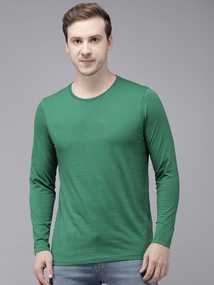     			curvy comfort Cotton Blend Regular Fit Solid Full Sleeves Men's Round T-Shirt - Green ( Pack of 1 )