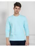 PLUS PARADISE Cotton Blend Regular Fit Solid Full Sleeves Men's Round T-Shirt - Sky Blue ( Pack of 1 )