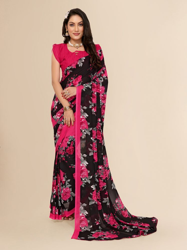     			ANAND SAREES Georgette Printed Saree With Blouse Piece - Pink ( Pack of 1 )