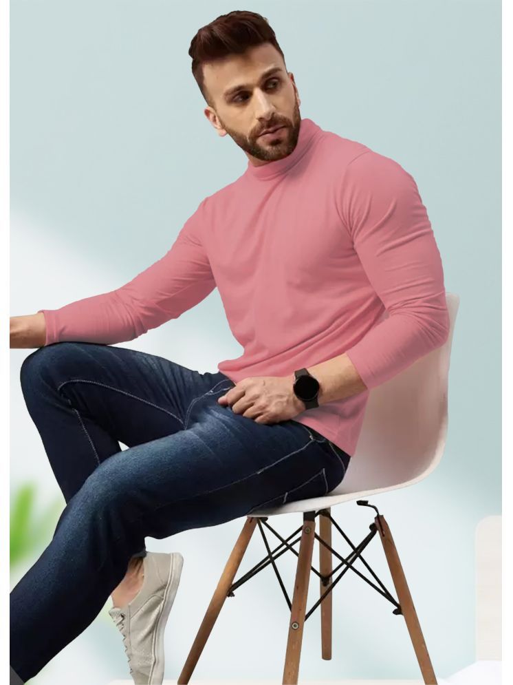     			AUSK Cotton Blend Regular Fit Solid Full Sleeves Men's High Neck T-Shirt - Peach ( Pack of 1 )