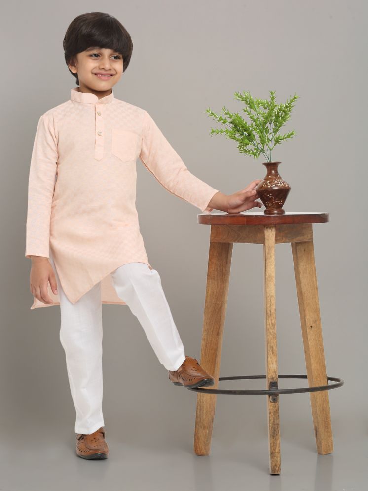     			CENSAL Peach Cotton Boys Kurta Sets ( Pack of 1 )