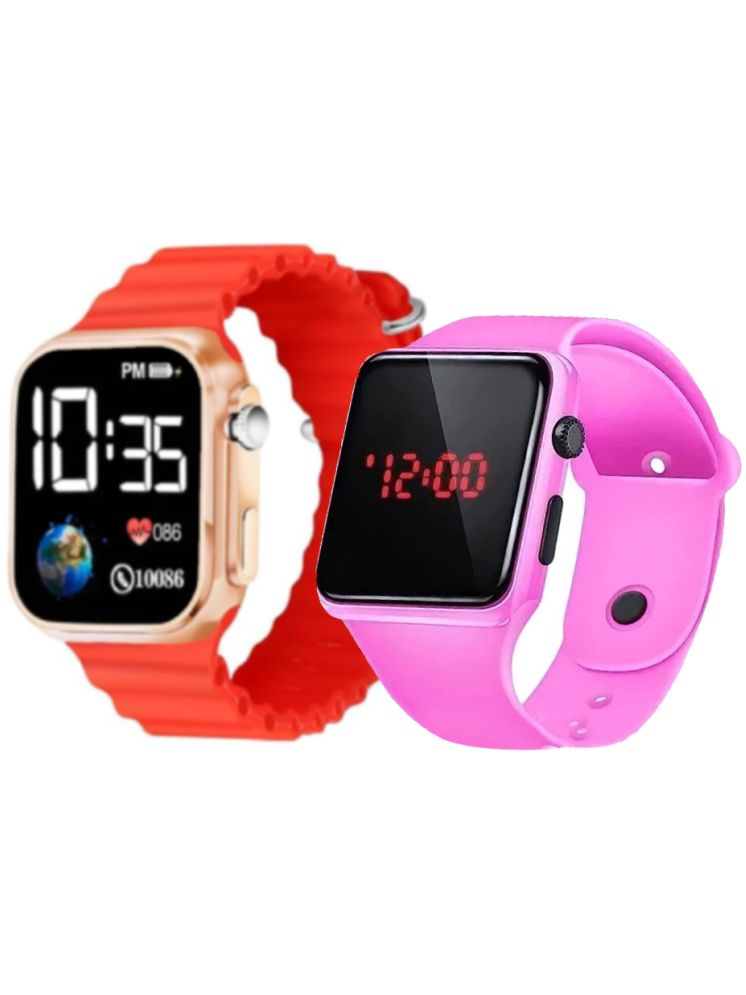     			DECLASSE Red Rubber Digital Womens Watch