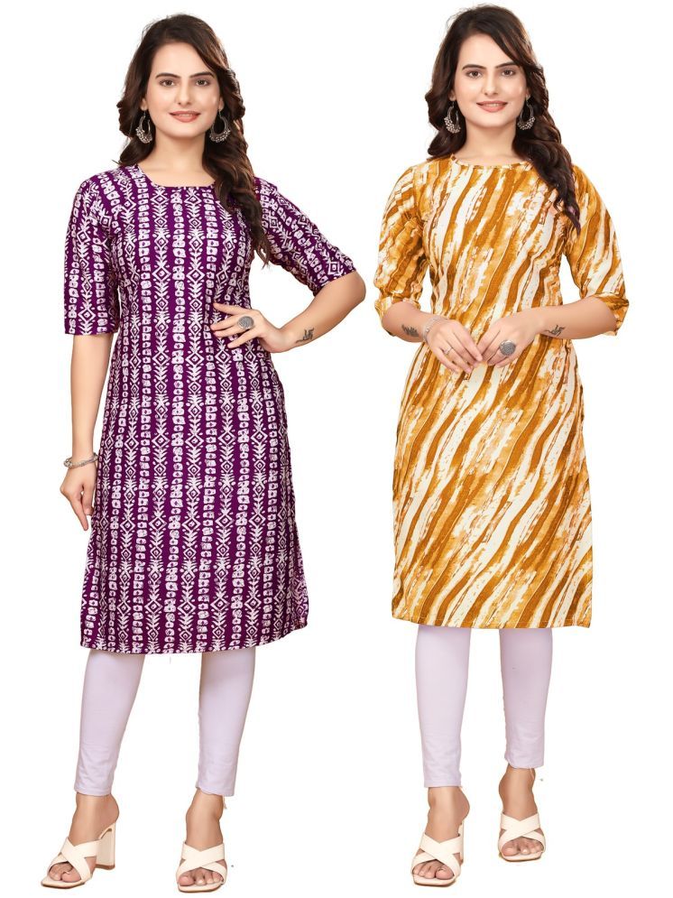     			DESIGNER DREAM Crepe Printed Straight Women's Kurti - Maroon,Yellow ( Pack of 1 )