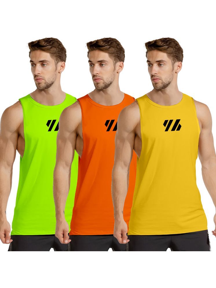     			FTX Pack of 3 Polyester Gym Vest For Men ( Tan )