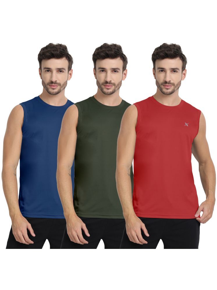     			FTX Pack of 3 Polyester Men's Vest ( Dark Green )