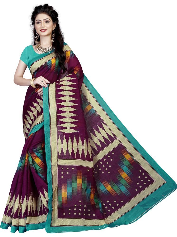     			INDIAN SILKS Cotton Blend Printed Saree Without Blouse Piece - Green ( Pack of 1 )